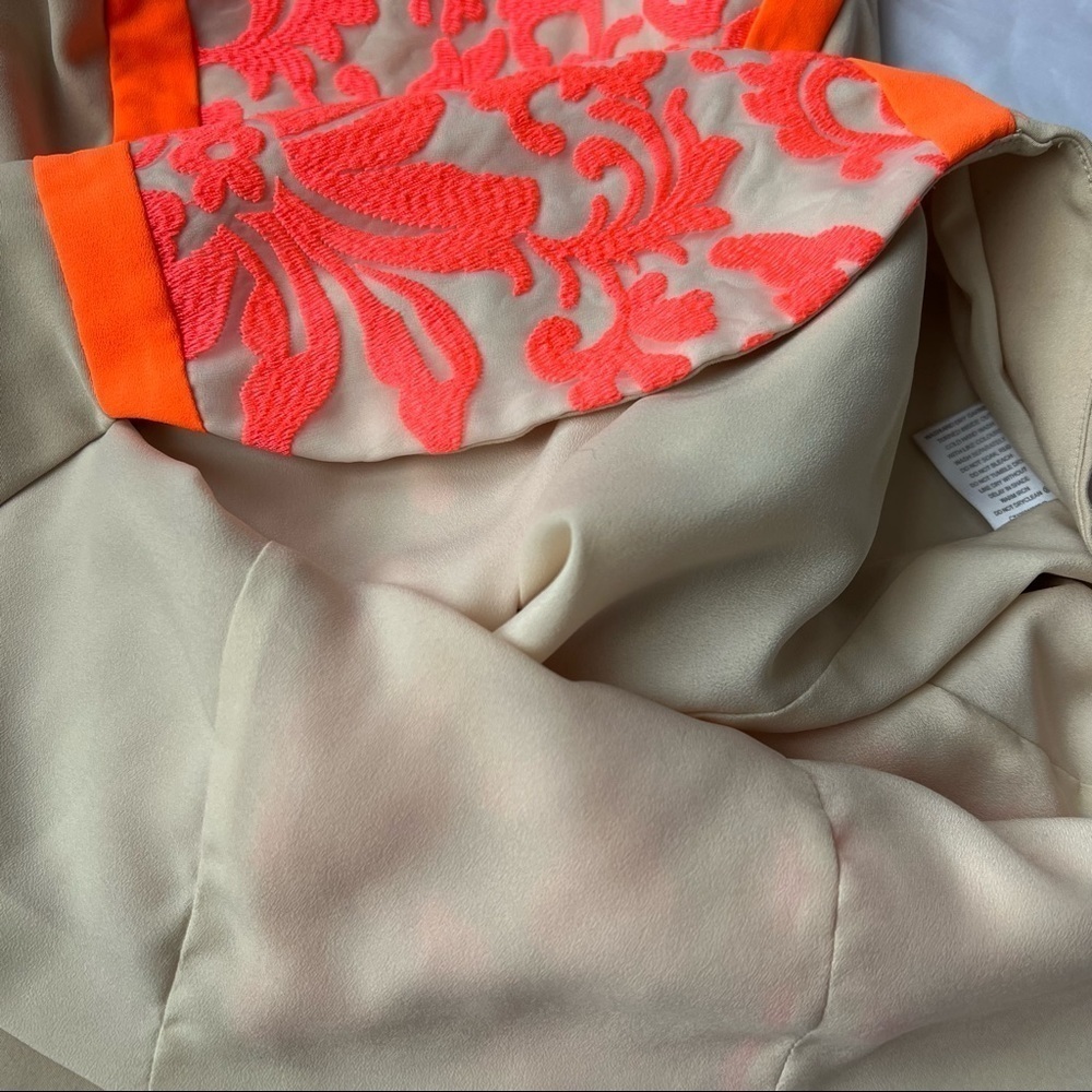 CAMEO WOMEN’S NEON PINK ORANGE EMBROIDERED DRESS SIZE M - Picture 7 of 13